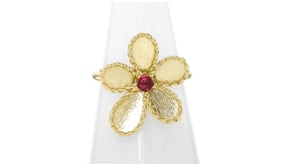 Roberto Coin Jasmine 1.25 Carat Pink Rubellite Flower Ring in 18kt Yellow Gold