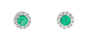 1.00 ct. t.w. Emerald and .36 ct. t.w. Diamond Earrings in 14kt White Gold