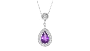 4.00 Carat Amethyst Pendant Necklace with .78 ct. t.w. Diamonds in 14kt White Gold