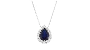 1.10 Carat Sapphire Necklace with .48 ct. t.w. Diamonds in 14kt White Gold