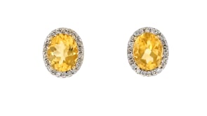 5.00 ct. t.w. Citrine Earrings with .44 ct. t.w. Diamonds in 14kt Yellow Gold