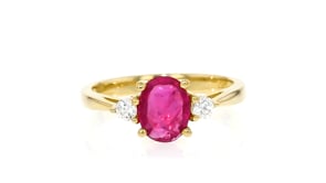 1.50 Carat Ruby Ring with .16 ct. t.w. Diamonds in 18kt Yellow Gold