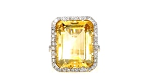 20.00 Carat Citrine Ring with .54 ct. t.w. Diamonds in 14kt Yellow Gold