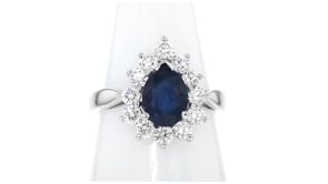 1.80 Carat Sapphire Ring with .96 ct. t.w. Diamonds in 14kt White Gold