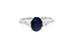 1.50 Carat Oval Sapphire Ring with .16 ct. t.w. Diamonds in 14kt White Gold