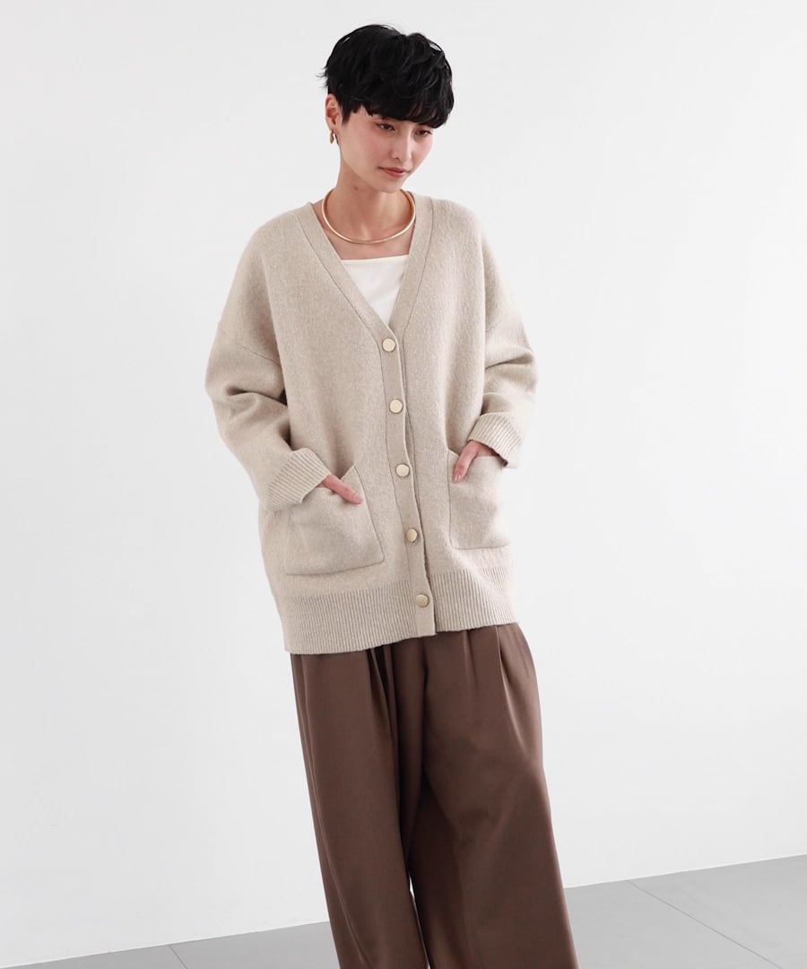 ポケ付きWフェイスカーディガン / ハンドウォッシャブル【WEB限定