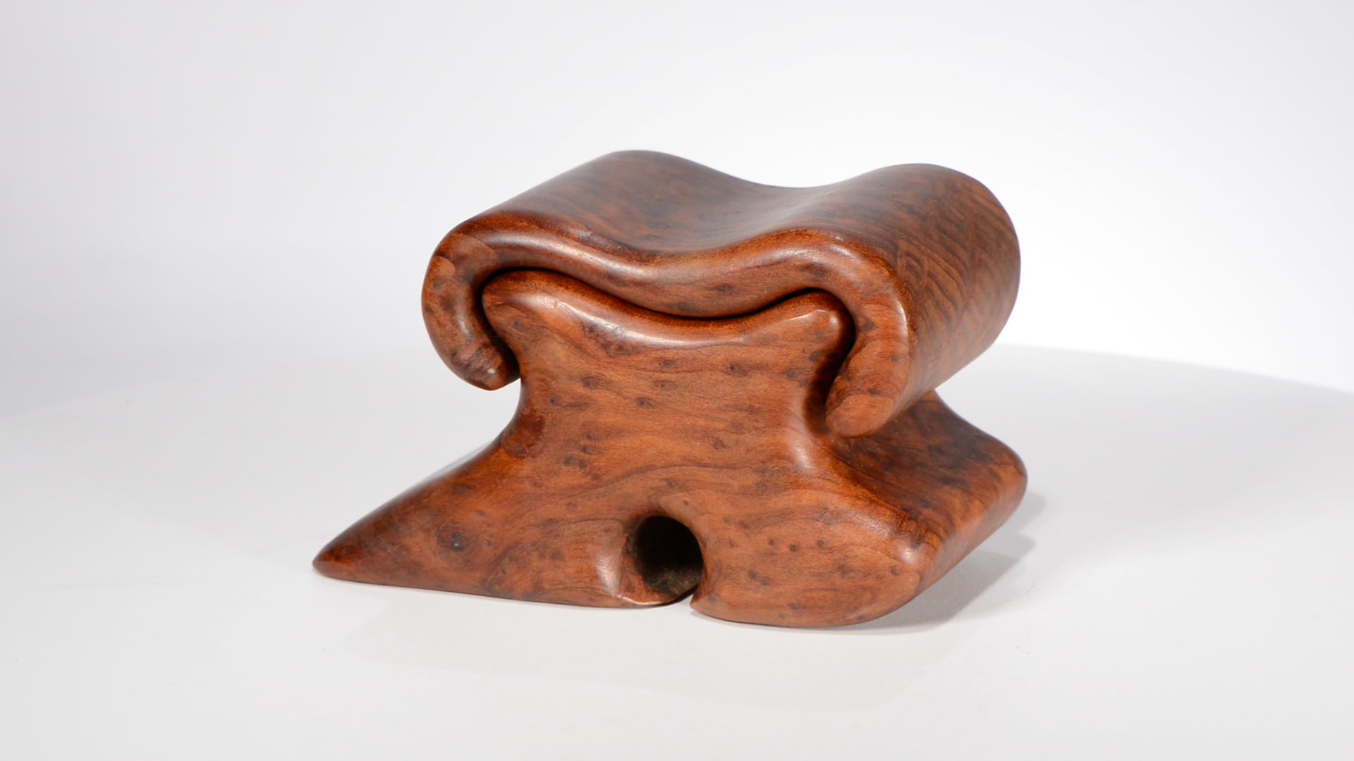Fred and Marilyn Buss Redwood Burl Box with Sliding Lid For Sale