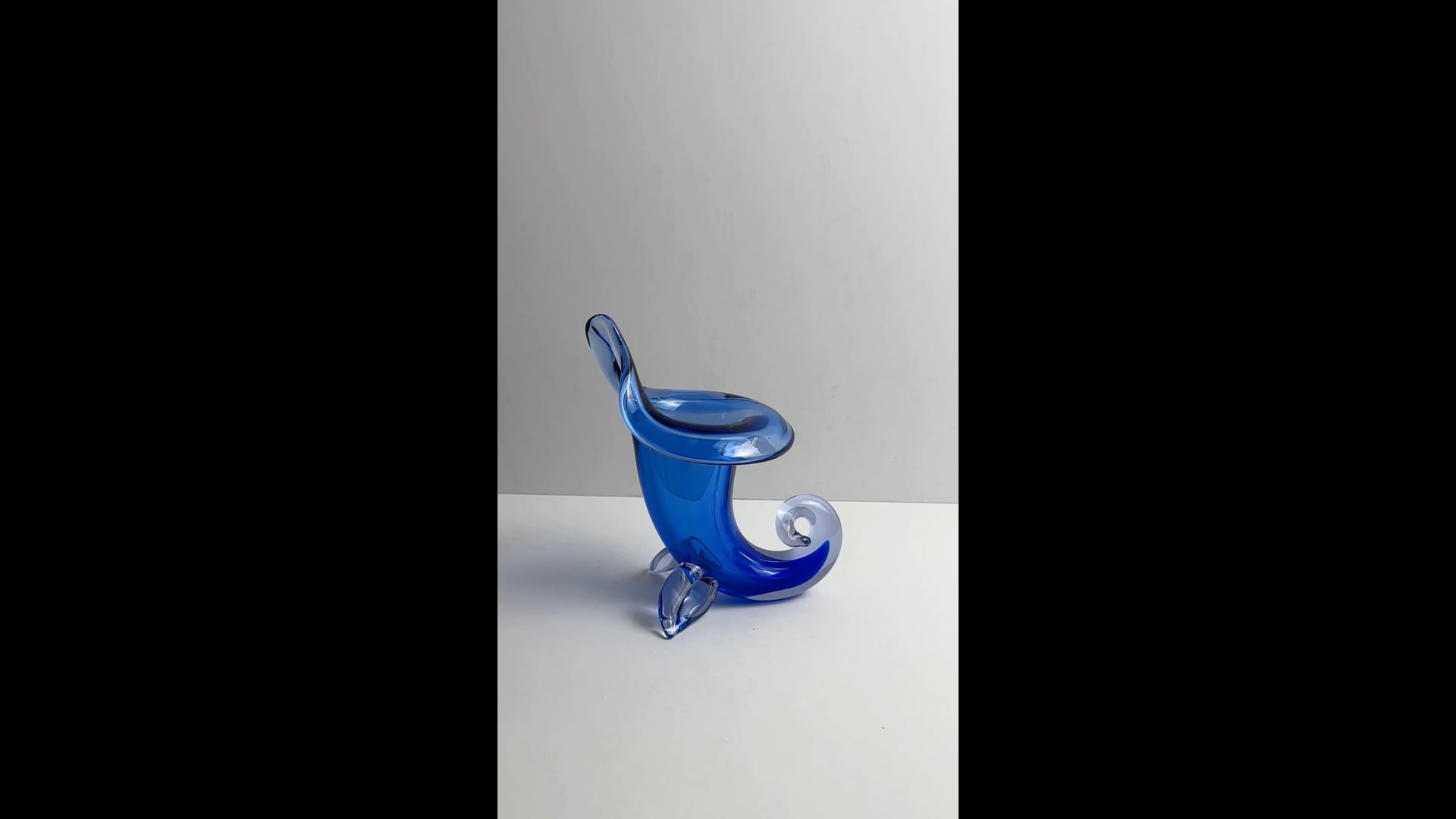 Cobalt Blue Murano Glass Cornucopia Vase by Archimede Seguso