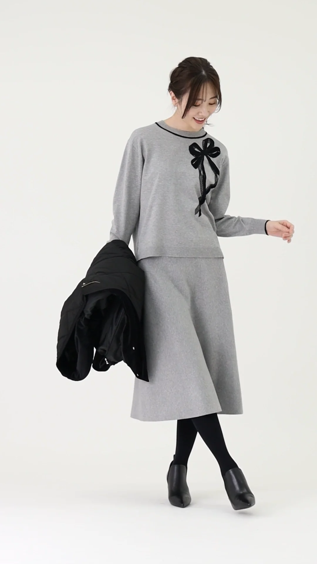 ブラッシュドストレッチ リボン ニット セーター ｜ JUDY COLLECTION