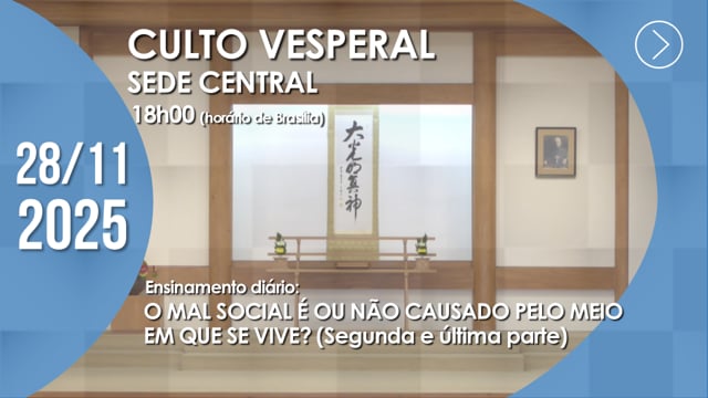 Capa do vídeo do “Culto Vesperal | Sede Central - 28/11/2025”.