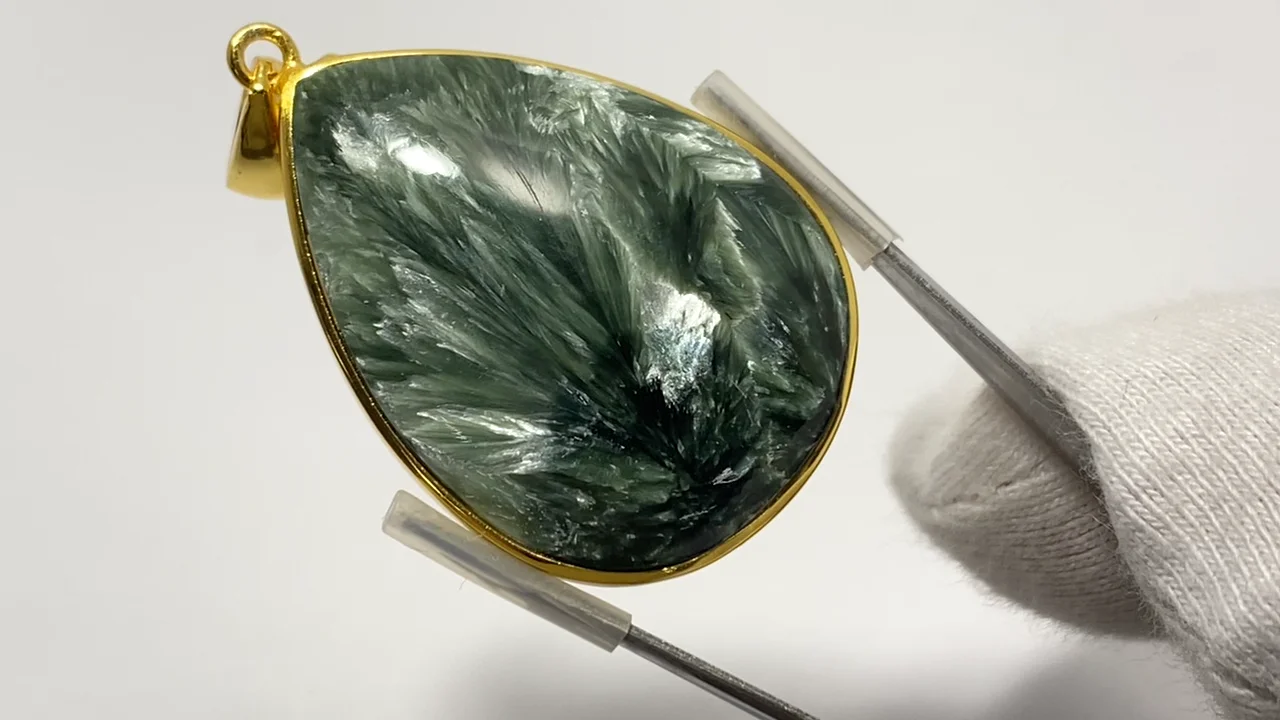 動画】【1点もの】セラフィナイトAAA ペンダントトップ 18KGP製 NO.27