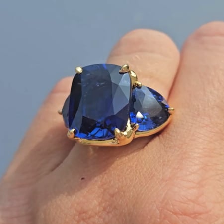 Large Sapphire Three Stone Ring (17.5 TCW)