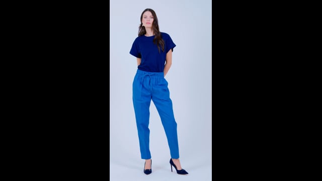 Calça Jogging em Linho Azul Leticia