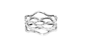 14kt White Gold Wavy Open-Space Ring