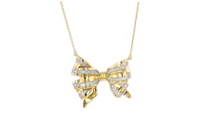 1.00 ct. t.w. Diamond Bow Necklace in 18kt Gold Over Sterling