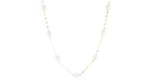 6-7mm Cultured Pearl Lumachina-Chain Station Necklace in 14kt Yellow Gold