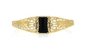 Onyx Filigree Cuff Bracelet in 18kt Gold Over Sterling