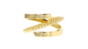 Italian 14kt Yellow Gold Beaded Bypass Ring