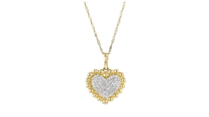 .10 ct. t.w. Diamond Beaded Heart Pendant in 14kt Yellow Gold