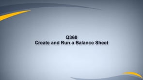 Create a Balance Sheet