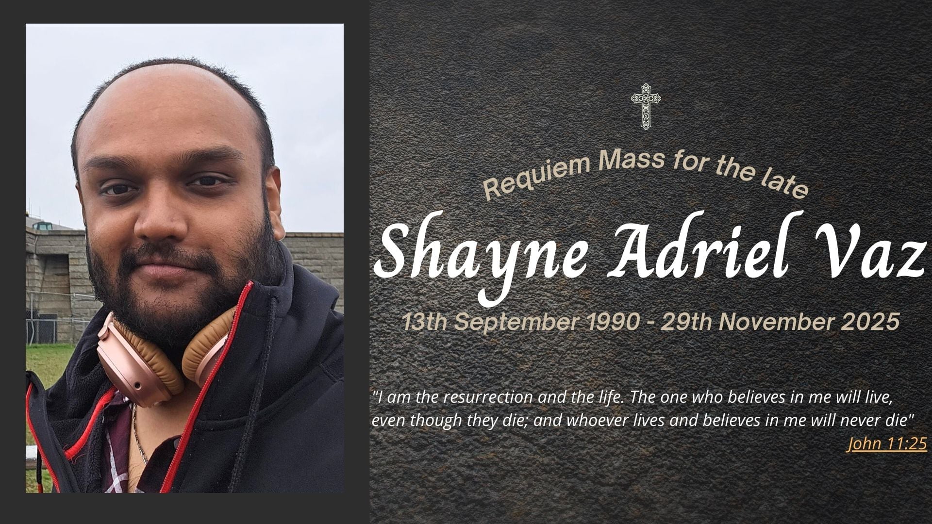 Funeral livestream of the late Shayne Adriel Vaz