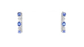 Le Vian .90 ct. t.w. Blueberry Sapphire and .28 ct. t.w. Vanilla Diamond Hoop Earrings in 14kt White Gold