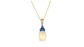 Le Vian Neopolitan Opal and .10 ct. t.w. Blueberry Sapphire Pendant Necklace with Nude Diamonds in 14kt Honey Gold