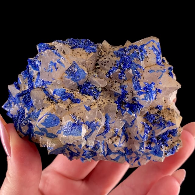 Linarite on Quartz (excellent locality specimen) | Portales adit (Glory ...