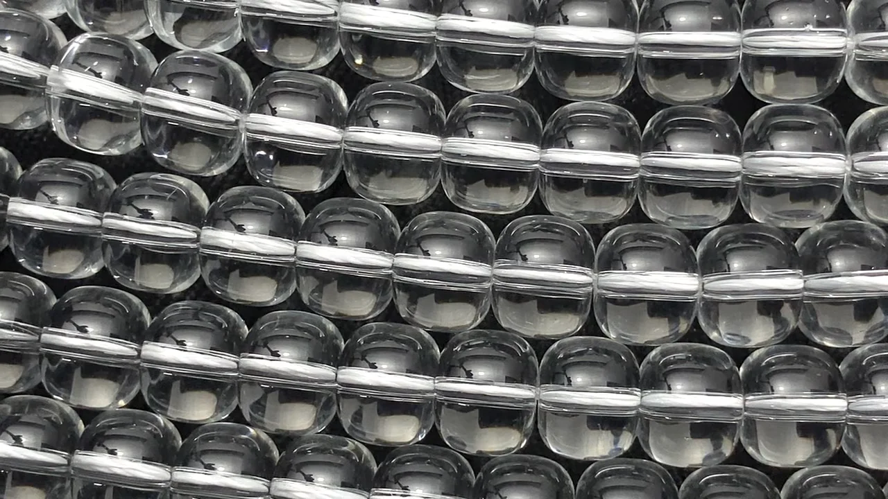 クリスタル（溶錬水晶） ロンデル（ヘイシ）10×10×8mm 1連｜天然石