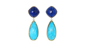Lapis and Turquoise Drop Earrings in 18kt Gold Over Sterling