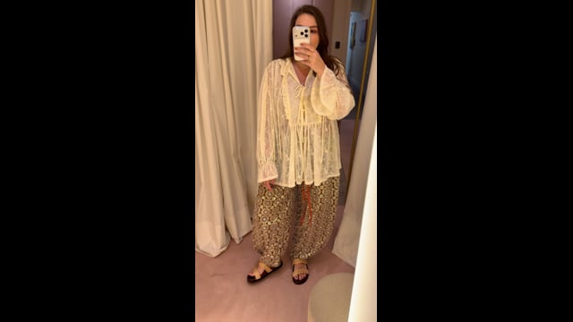 Calça India Bordado Argila 