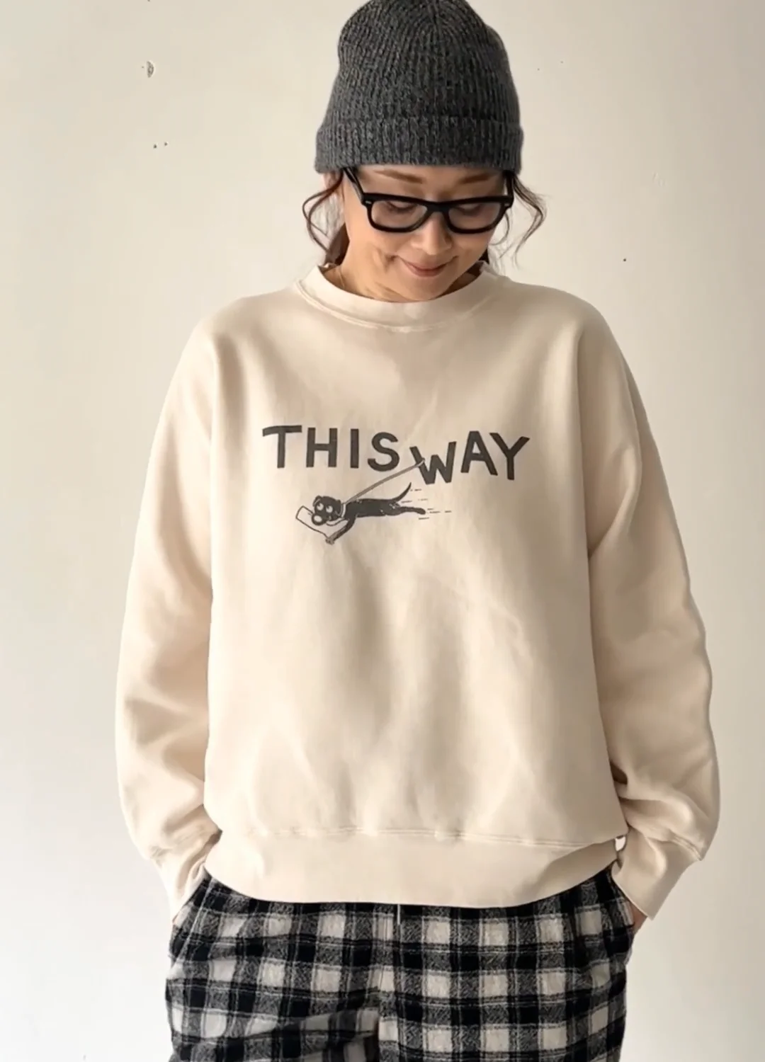 REMI RELIEF×HUG O WaRコラボ裏起毛ドルマンスリーブスウェット(THIS