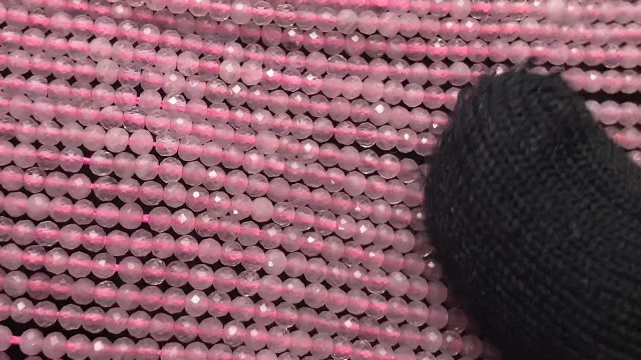 ローズクォーツ ラウンドカット2mm 1連｜天然石ビーズの卸問屋・通販