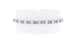 4.50 ct. t.w. Tanzanite and 1.00 ct. t.w. Diamond Tennis Bracelet in Sterling Silver