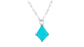 Kite-Shaped Turquoise Paper Clip Link Necklace in Sterling Silver