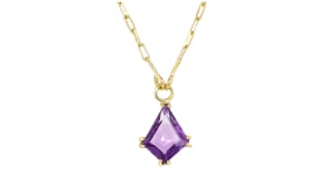3.00 Carat Kite-Shaped Amethyst Paper Clip Link Necklace in 18kt Gold Over Sterling