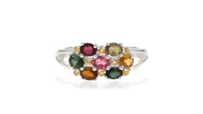 .80 ct. t.w. Multicolored Tourmaline and .10 ct. t.w. Citrine Ring in Sterling Silver