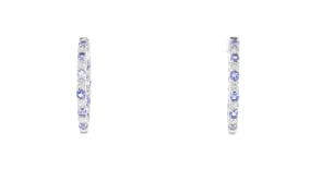 1.00 ct. t.w. Diamond and .90 ct. t.w. Tanzanite Inside-Outside Hoop Earrings in Sterling Silver