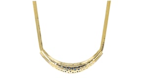 14kt Yellow Gold-Plated Herringbone Necklace with Simulated Tonal-Blue and White Gemstones