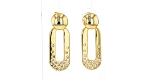 14kt Yellow Gold-Plated Bead Drop Earrings with 1.20 ct. t.w. CZs