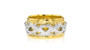 Italian Two-Tone Sterling Silver Byzantine Ring