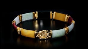 Multicolored Jade Good Fortune Bracelet in 18kt Gold Over Sterling