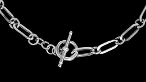 Italian Sterling Silver Paper Clip Link Toggle Necklace