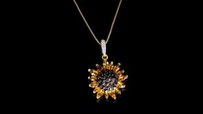 1.70 ct. t.w. Citrine and .90 ct. t.w. Smoky and White Quartz Sunflower Pendant Necklace in 18kt Gold Over Sterling