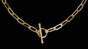 Italian 14kt Yellow Gold Paper Clip Link Toggle Necklace