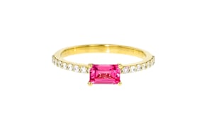.70 Carat Lab-Grown Pink Sapphire Ring with .20 ct. t.w. Lab-Grown Diamonds in 18kt Gold Vermeil