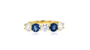 1.00 ct. t.w. Lab-Grown Diamond and .70 ct. t.w. Sapphire Ring in 14kt Yellow Gold