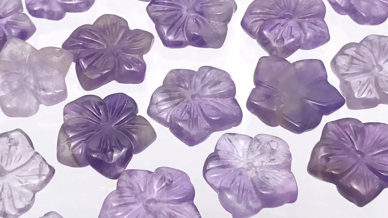 ミックスアメジスト フラワー14mm トップ穴 2個｜天然石ビーズの卸問屋