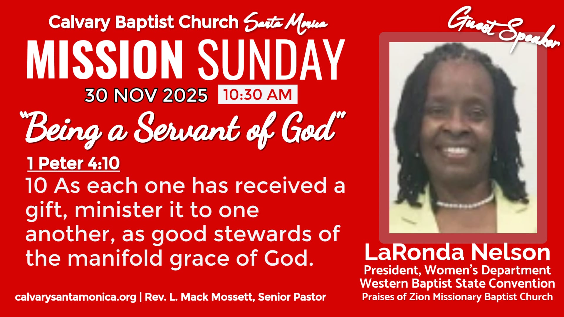 NOV 30 2025 Calvary Baptist Church, Santa Monica