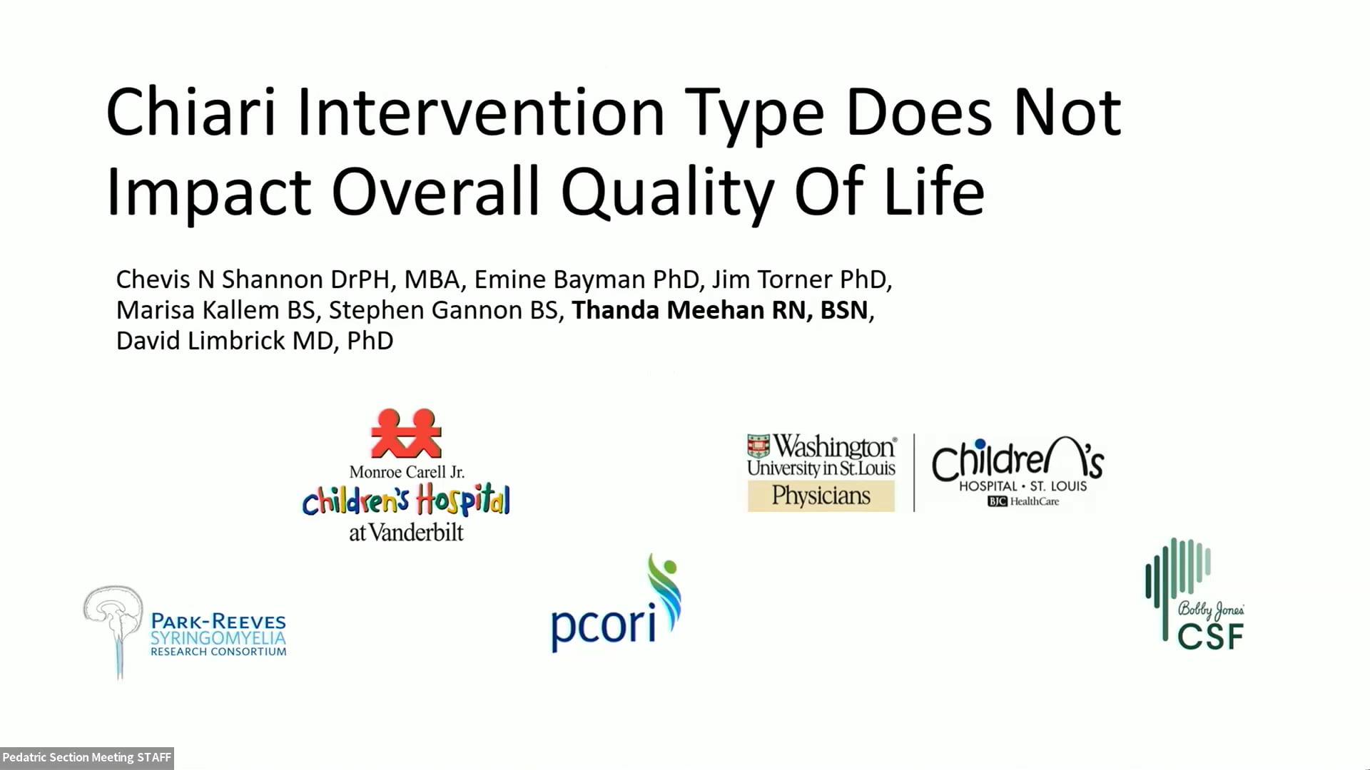 Chiari Intervention Type Does Not Impact Overall Quality of Life